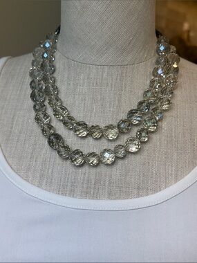 LOFT Ribbon and clear bead necklace